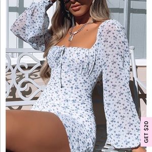 White fox white floral mini dress